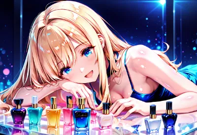 香りの秘密を囁く金髪の美女