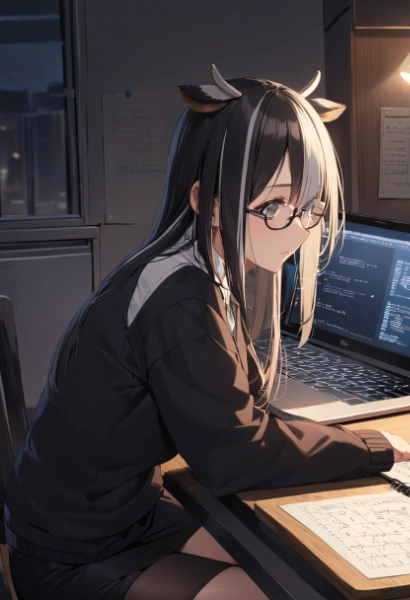 夜勤をする牛娘