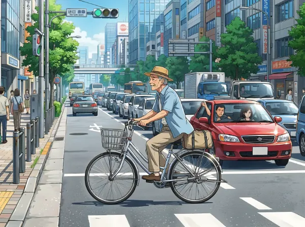 自転車おじいさんの街角スマイル