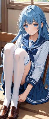 朝の青髪生徒さん
