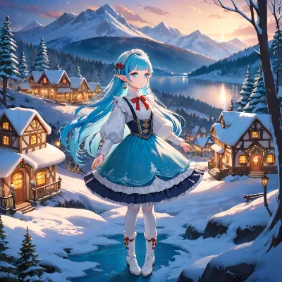 雪の日の夕暮れ