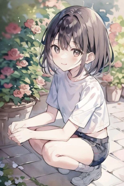 庭の女の子