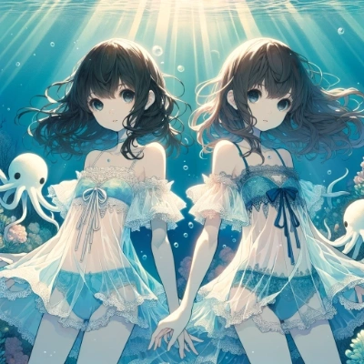 （DALL-E3）深海姉妹と照らす光