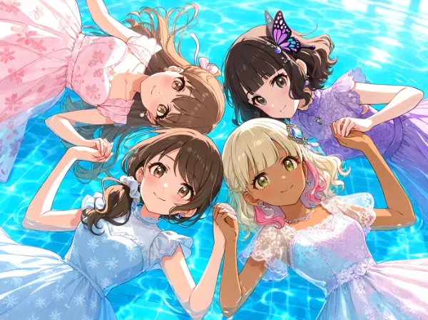 夏のプールで夢見る少女たちのひととき