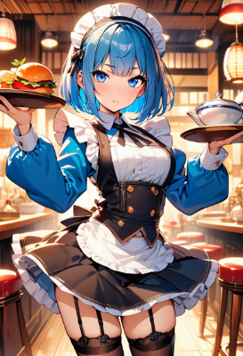 メイド風制服のウエイトレスさん