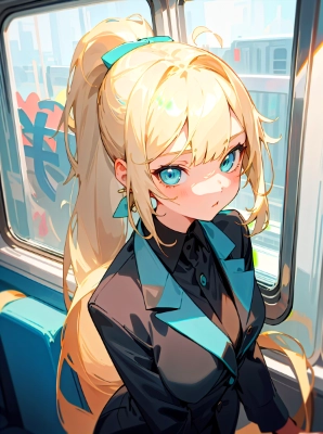 金髪ちゃんのスーツ姿