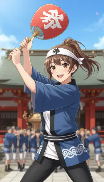 夏祭りの笑顔少女