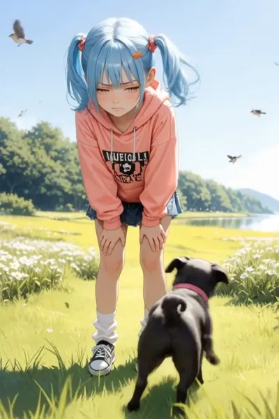 黒パグと競争する動画