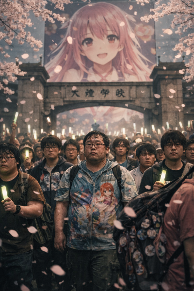 アニメ専門学校の門をくぐる新入生達