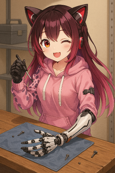 義手メンテナンス中でも笑顔☆