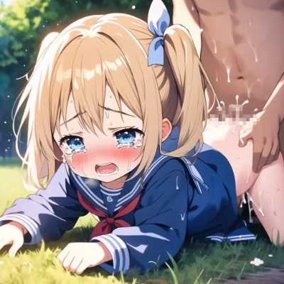 制服姿の金髪少女と無理やりえっち