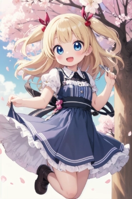 桜の木の下でジャンプ！