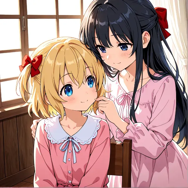 ほら、髪やってあげるからねー