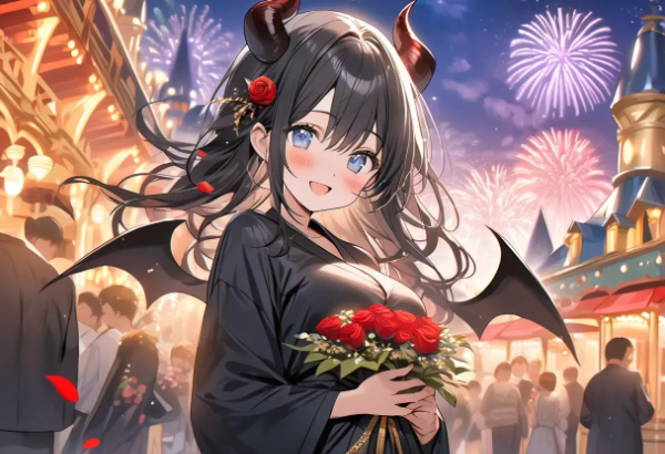 魔王城で花火大会