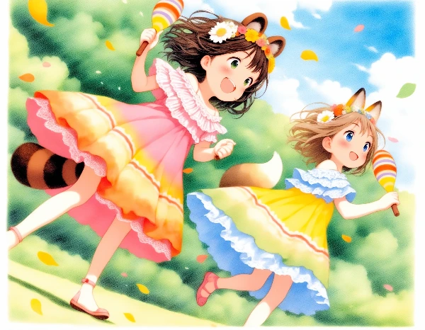 コン子とポン子・マラカスで遊んだ