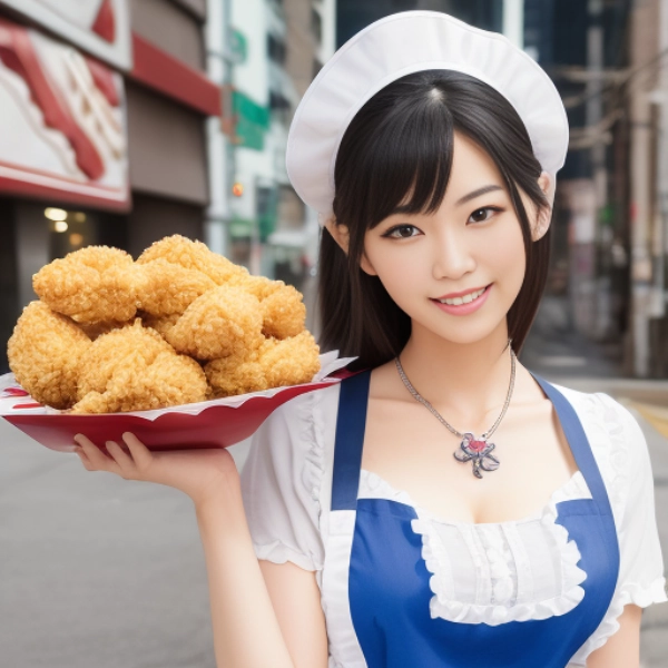 フライドチキン店の店員さん　１（2枚）