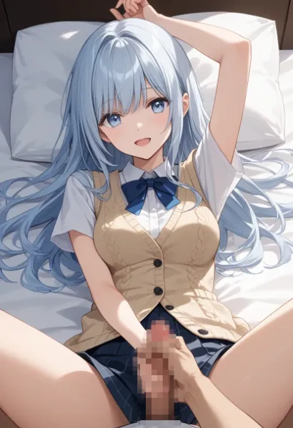 いつもの制服姿に馬乗り