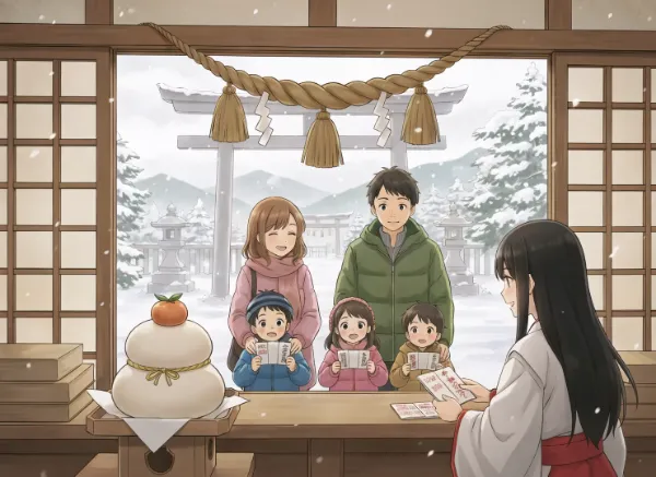 雪の神社で紡ぐ家族の新年物語
