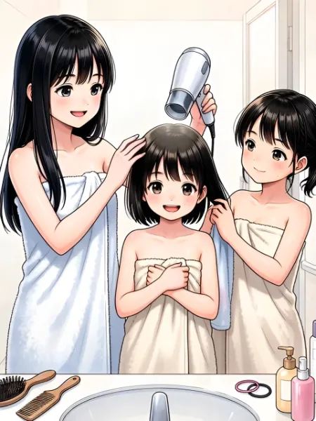 【動画】お風呂上がりの三姉妹（連作18/20）