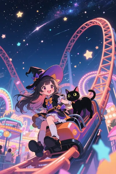 魔女と黒猫の星空ローラーコースター