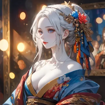 華やかな白髪の美女