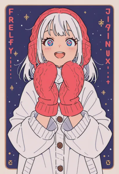 冬の夜空に舞うホタル少女の微笑み