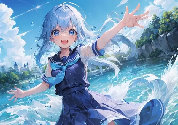 うちの子と水遊び