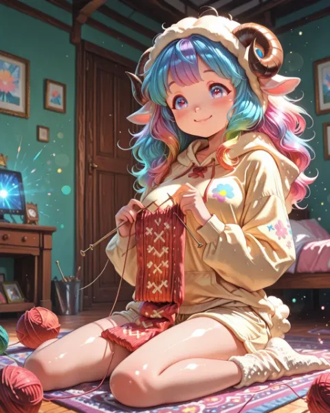 12枚）羊娘と編み物