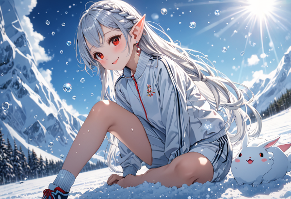 銀髪エルフの雪うさぎ冒険