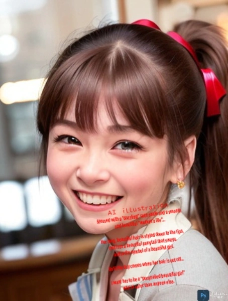 笑顔のポニーテール美少女