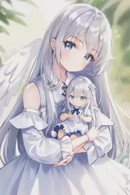 人形を抱いている白い女の子