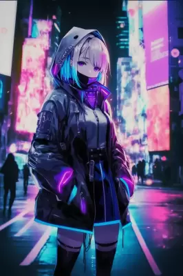 Clip art of girl in cyberpunk style