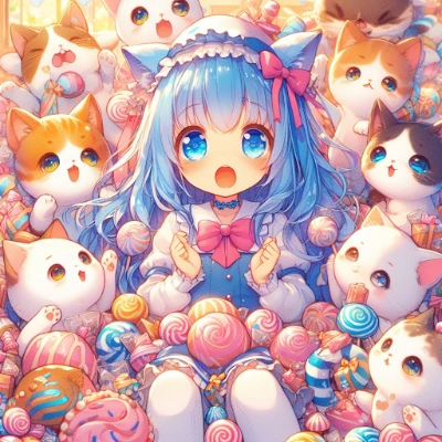 ねこちゃんいっぱいにゃ　ー青髪猫耳