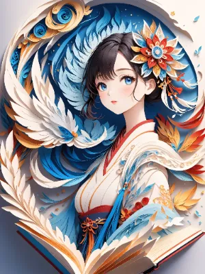 本のページから舞い降りる幻想の少女
