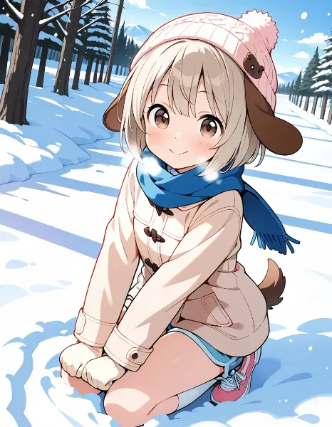 雪が降っても短パンだよ～♪