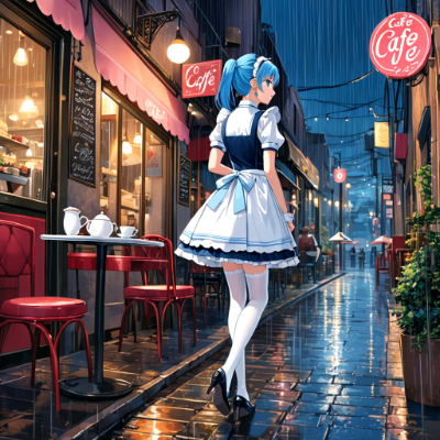 夜のカフェ