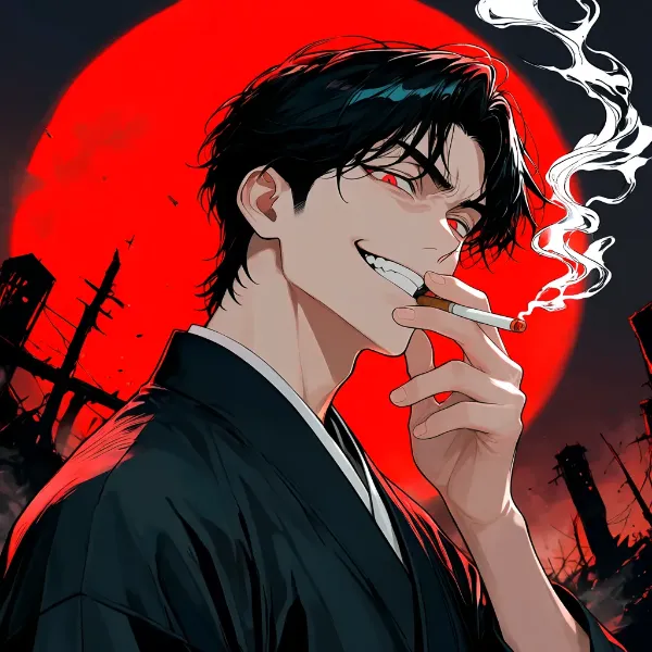 血の月と黒髪の男