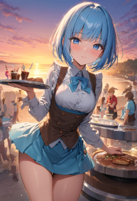 夕焼けの海辺カフェ