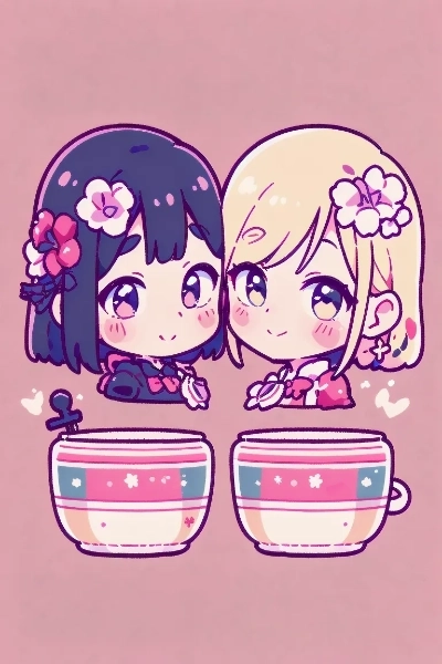 お揃いカップの仲良し少女