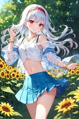 ひまわり畑の女の子