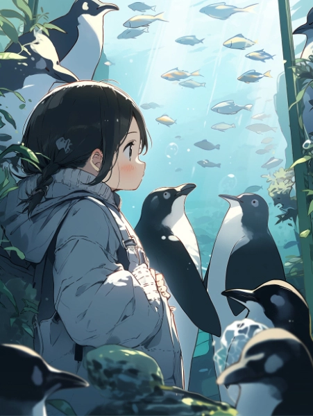 No.510 水族館のペンギンと女の子