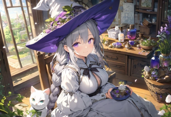 白魔女と白い猫