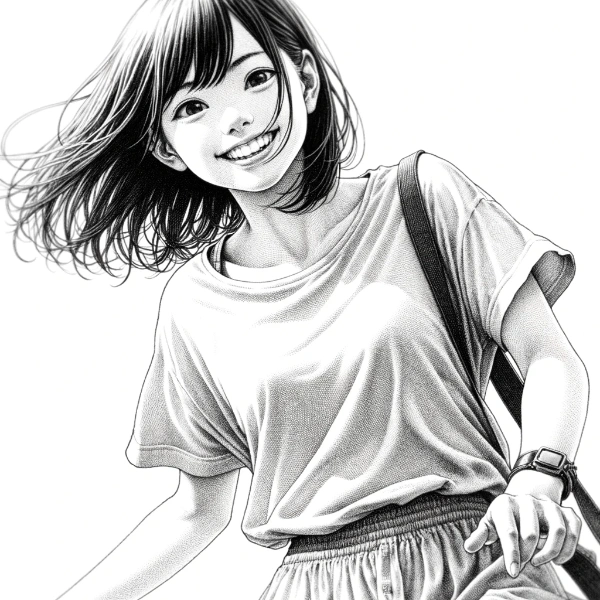 detailed black-and-white illustration drawn in ballpoint pen style