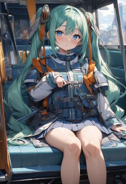 車の中で座るミクちゃん