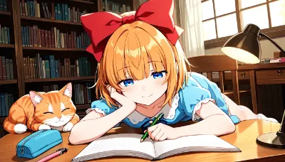 ネコちゃんといっしょにやっているよー