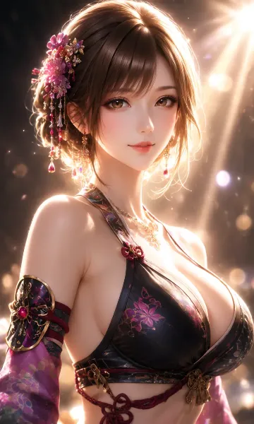 光芒に包まれる花の美女