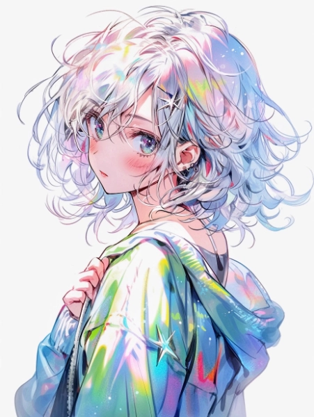 カラフルな短髪美少女