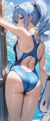青髪さんと競泳水着
