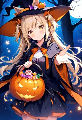 かぼちゃ灯る祠の夜