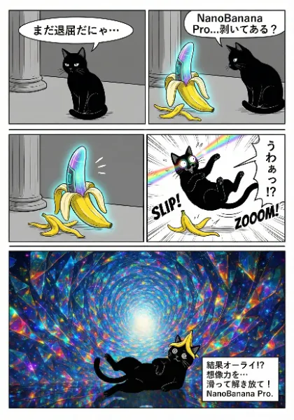 黒猫のバナナ超能力スリップ